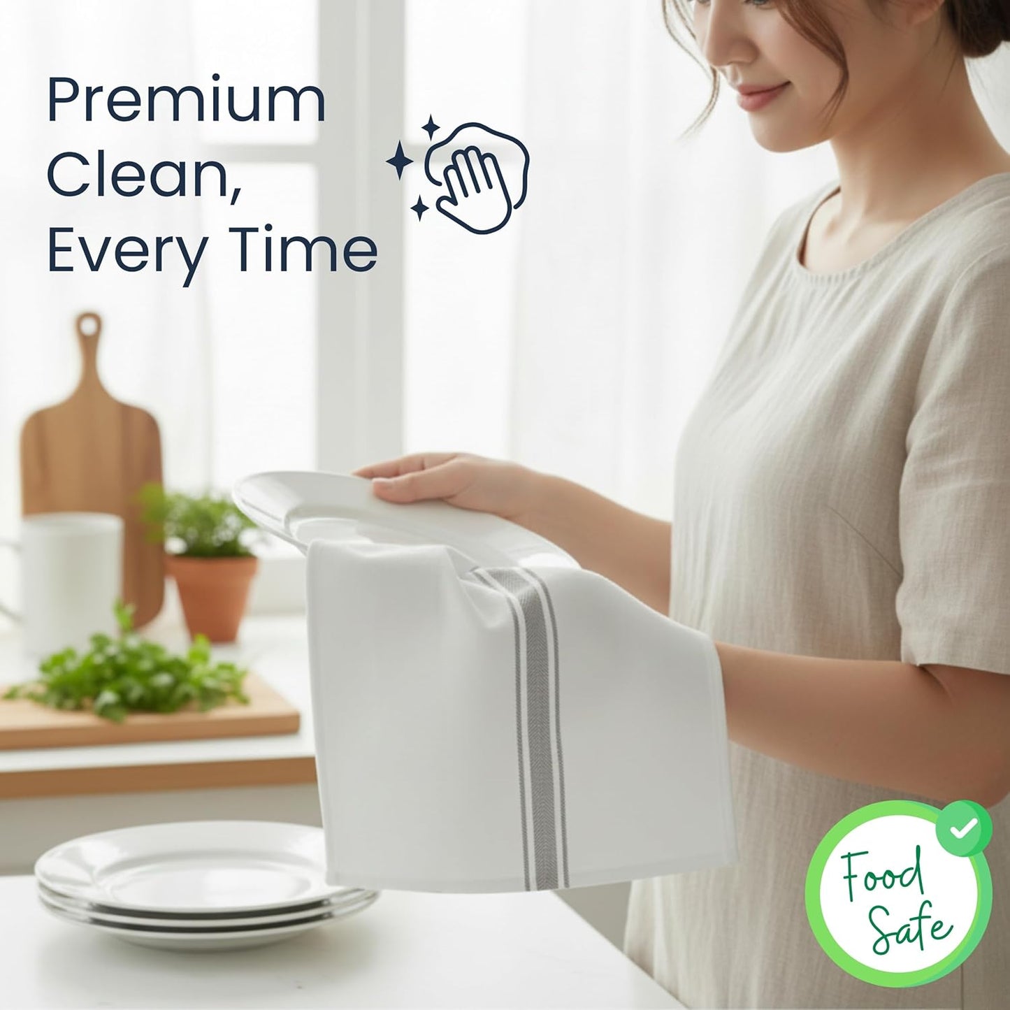 Kitchen Towels | Tea Towel for Craft| Cotton Dish Towels| Reusable Bulk Cleaning Cloths Grey Hand Towels| Soft Super Absorbent Quick Dry Dish Rags Machine Washable 6 Pack 15" x 25"