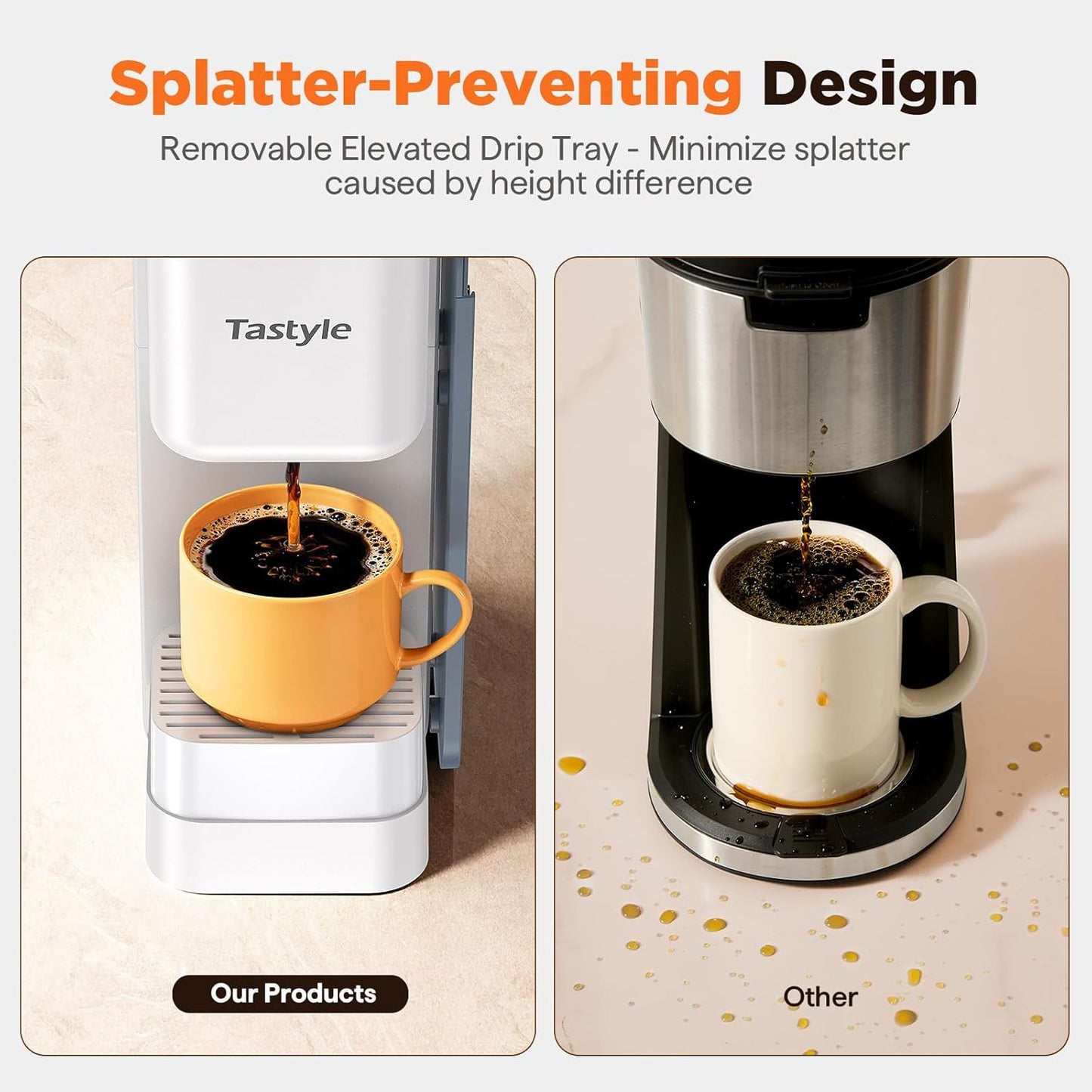 Hot & Iced Coffee Maker with Magnetic K-Pod Organizer (Pods Not Included), Stores 10 Pods, 4-5 Cups Coffee Maker & Single-serve Brewer for K Cup & Grounds, 40oz Removable Water Tank, White