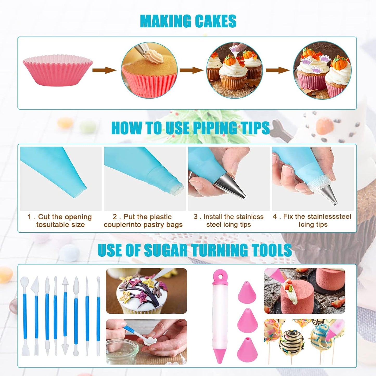 Cake Pop Maker Kit 618Pcs with 5 Silicone Mold Sets - 3 Tier Display Stand, Chocolate Candy Melting Pot,Piping Tips and Coupler, Measuring Cup, Muffin Cupcakes, Decorating Pen, Lollipop Sticks