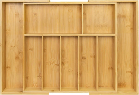 Utoplike Extra Large Kitchen Drawer Organizer, Expandable Bamboo Drawer Holder for Utensils, Silverware, Flatware, 7-9 Slots Cutlery Tray