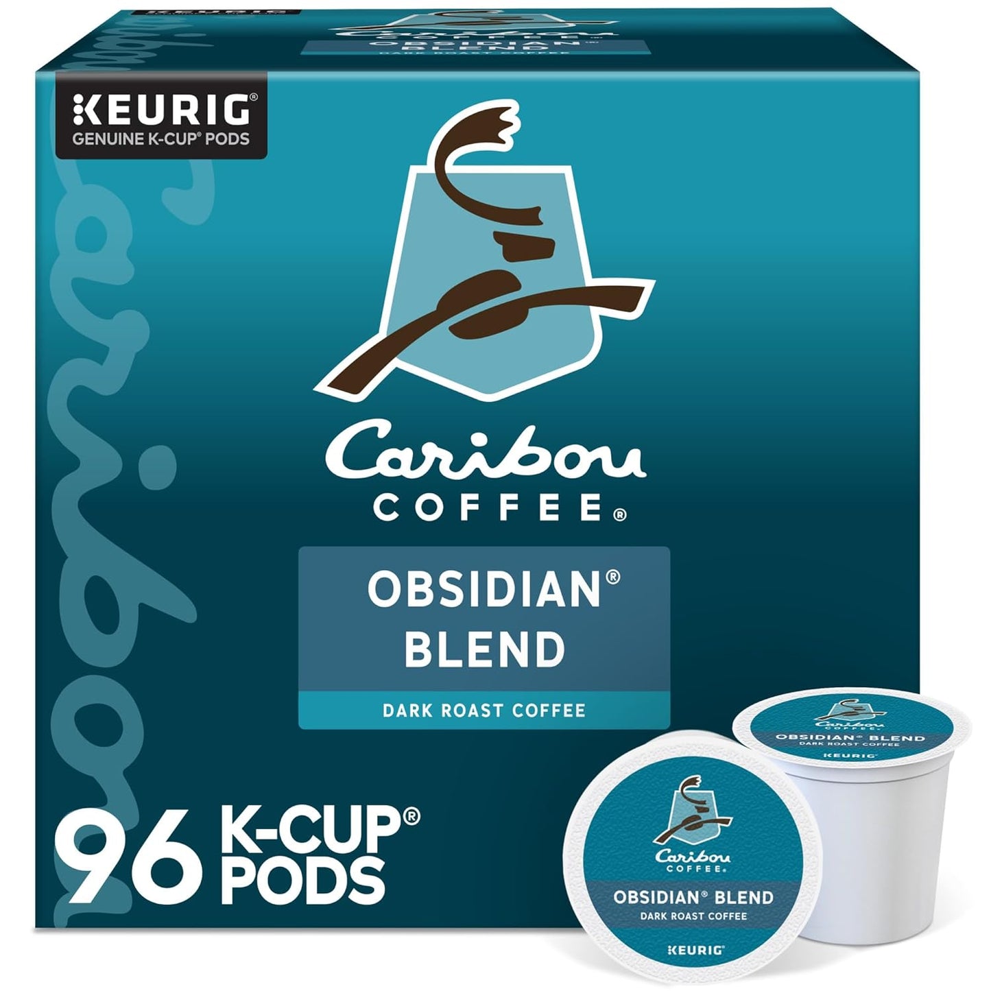 Caribou Coffee Obsidian Keurig Single-Serve K-Cup Pod, Medium Roast Coffee, 96 Count