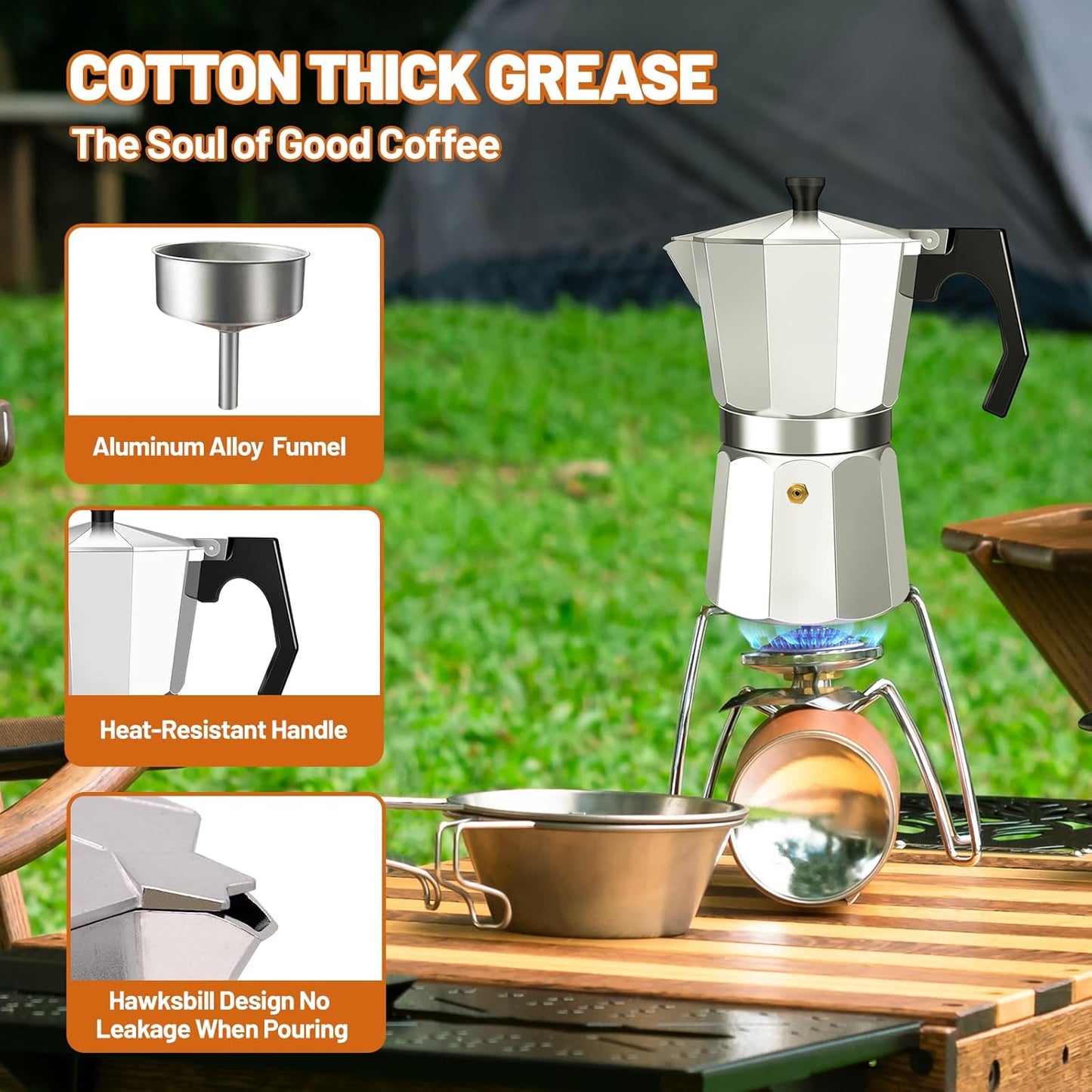 9 Cup Aluminum Espresso Stovetop Moka Pot Express Coffee Maker Percolator Italian Classic Mocha Coffee Machine for Italian and Cuban Cafe Brewing for Home & Camping 450ml 15oz