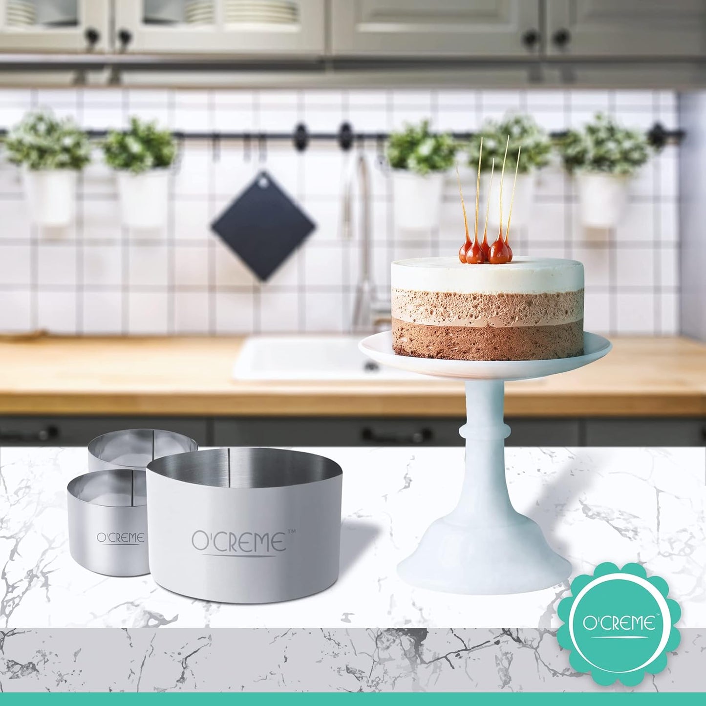 O'Creme Cake Ring Sturdy Stainless Steel Round Mousse Cake Ring Mold for Baking, Dessert Cake Decorating Pastry Rings 12 Inch Diameter x 4 Inch High