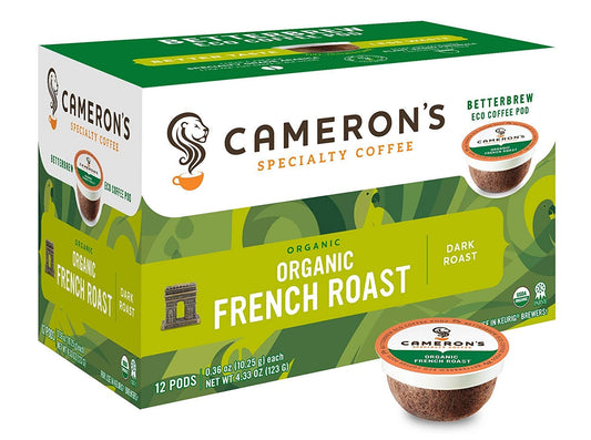 Cameron's Coffee Single Serve Pods, Organic French Roast, 12 Count (Pack of 6)