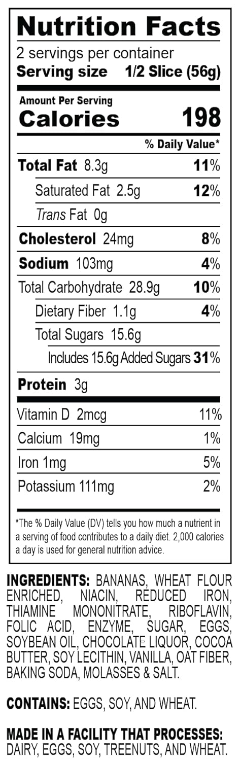 Nadel - NATURALLY DELICIOUS BANANA CHOCOLATE CHIP CAKE SLICES (16 Pack) Sweet Breads & Cakes, Back to School lunch snack, breakfast bar