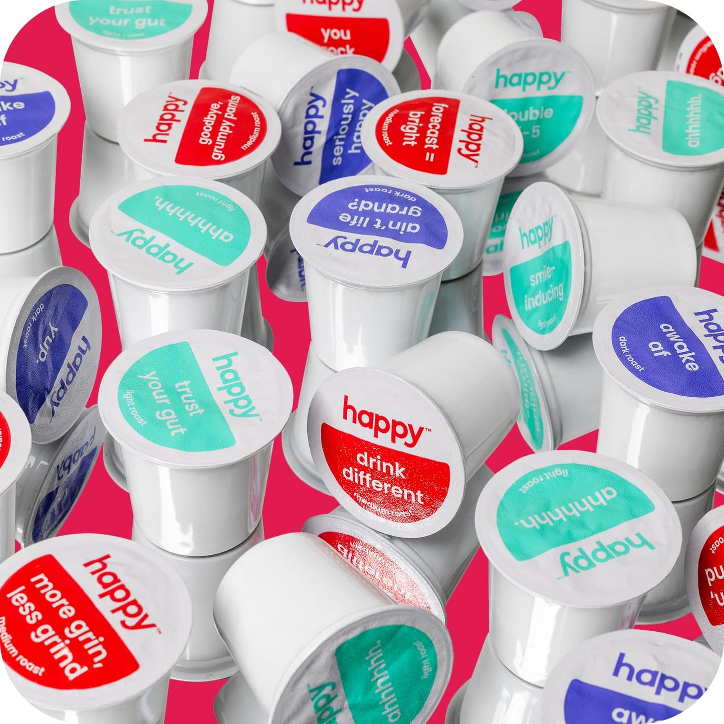 happy coffee medium roast coffee pods, 60 count, notes of chocolate & confidence, compatible with most K-cup brewers, rainforest alliance certified