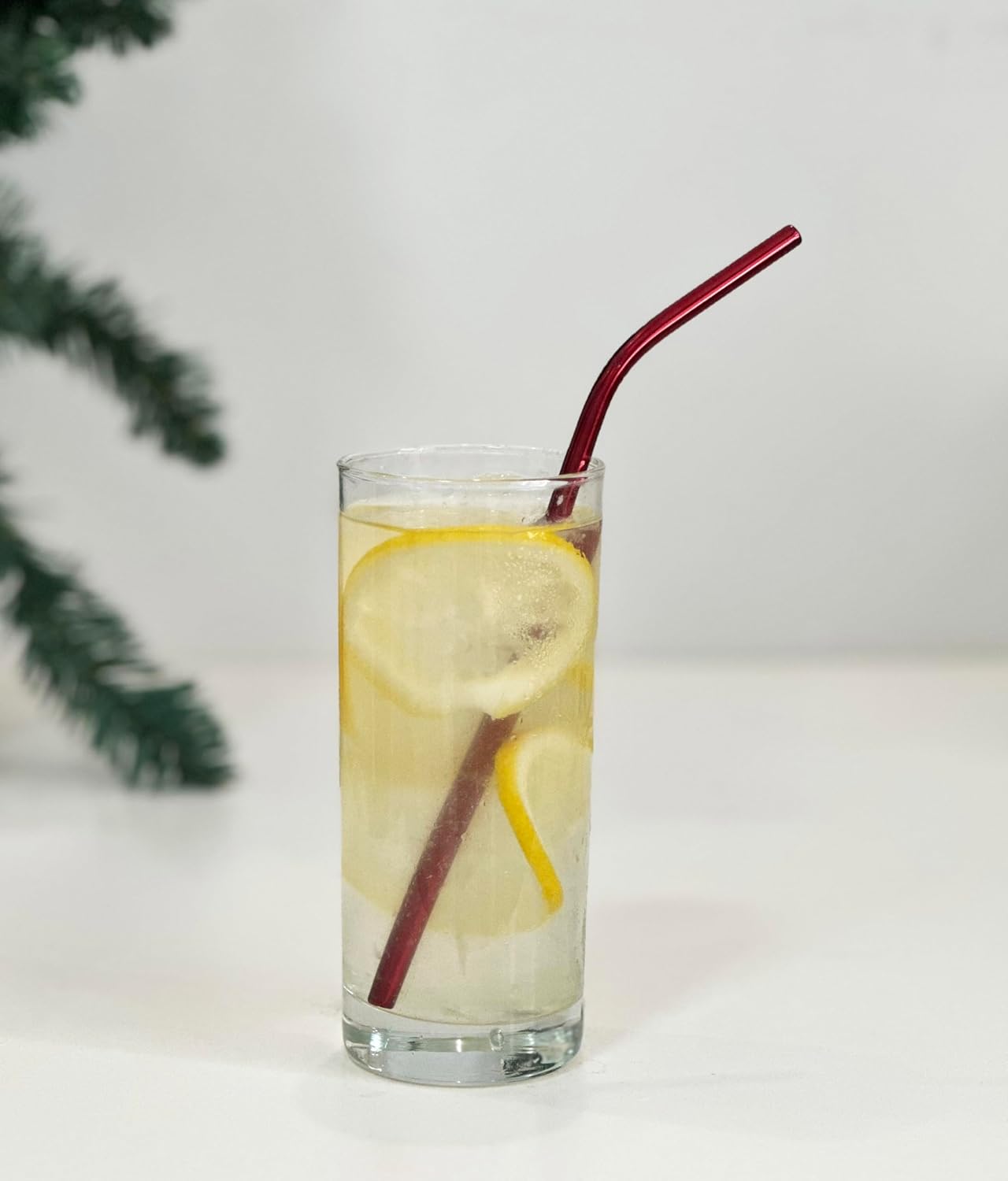 10 Pcs Stainless Steel Straws, Reusable Drinking Straws, 5 Straight + 5 Bent Metal Straws Set With 2 Pcs Cleaning Brushes (Red, 10.5 Inch)