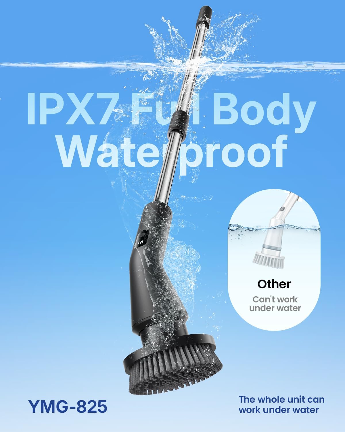 Leebein Electric Spin Scrubber, 2025 Upgraded Cordless Cleaning Brush Scrubber, IPX7 Waterproof Power Scrubber with 7 Brush Heads, Extended Handle and 2 Speeds for Bathroom Shower Bathtub Floor