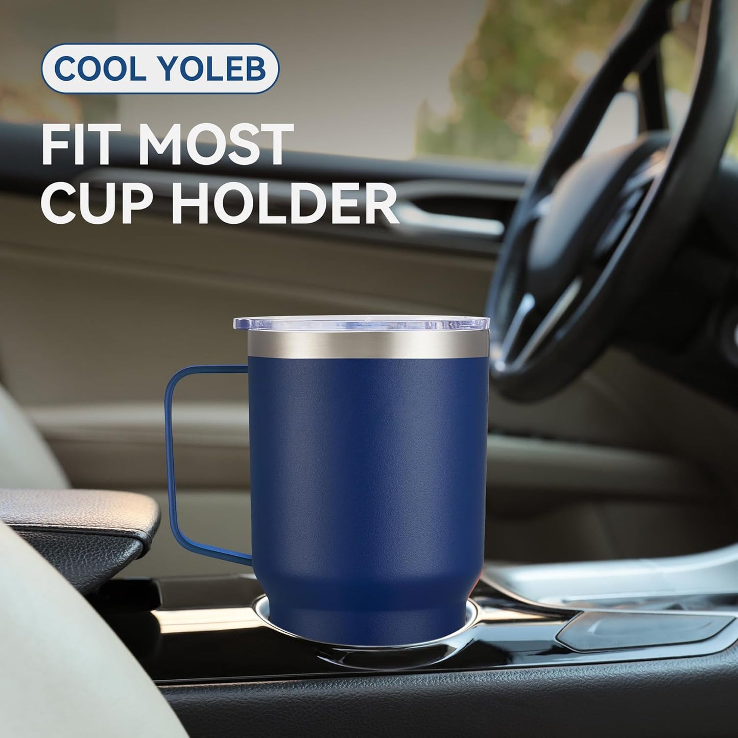 30 oz Tumbler with Handle and Lid, Stainless Steel Tumblers Bulk Double Wall Vacuum Insulated Travel Mug Leak Proof Cup Keep Drinks Cold and Hot Navy, 12 Pack