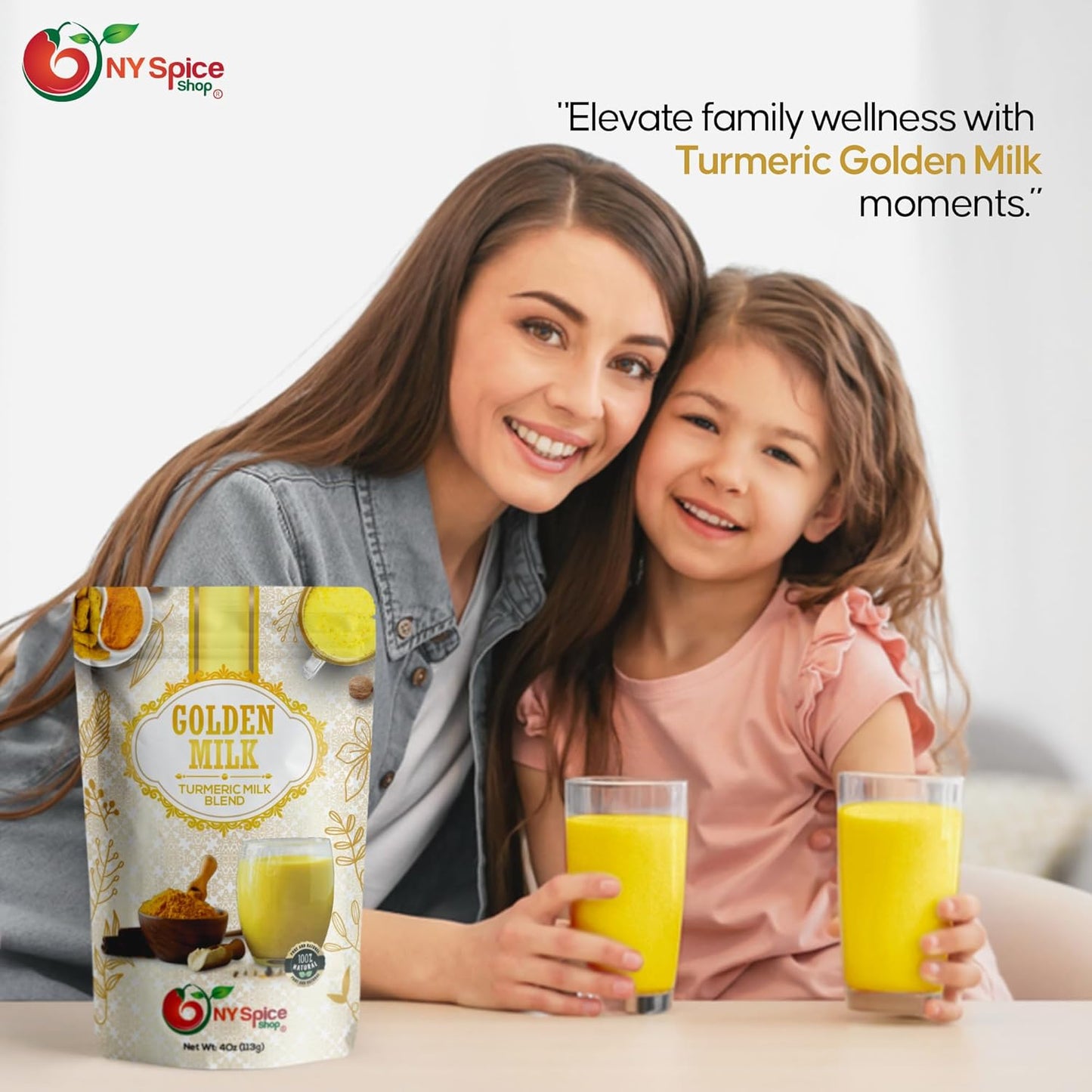 NY SPICE SHOP Golden Milk Superfood Powder – 4 Oz (Ounce) Instant Latte Mix Superfood with Turmeric - Superfood Blend of Turmeric, Cinnamon, Ginger, Black Pepper, Nutmeg, Green Cardamom