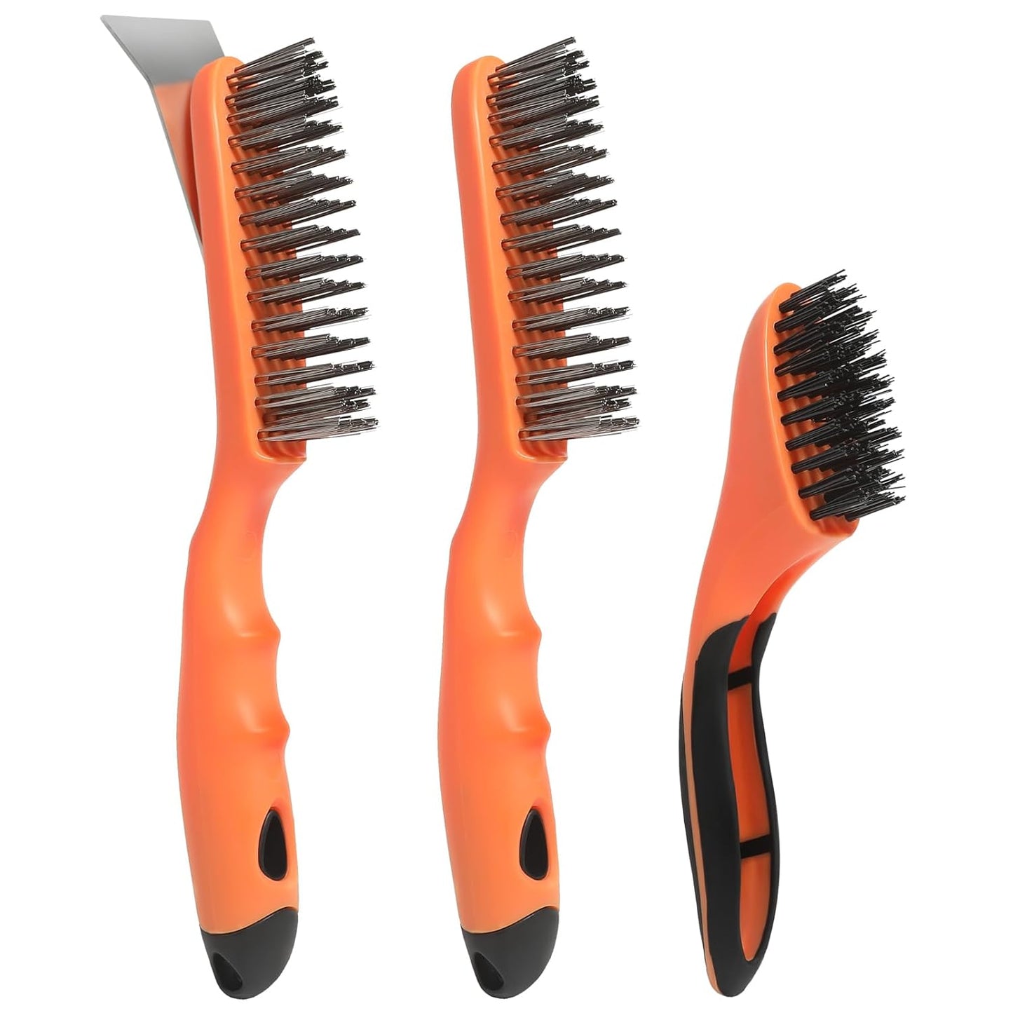 Wire Brush Cleaning Set 3Pc,Detail Brush 10-1/2" and 8",for Cleaning Welding Slag,Rust and Dust.Stainless Steel Brushes with Strong Handle & Metal Scraper,from VASTOOLS