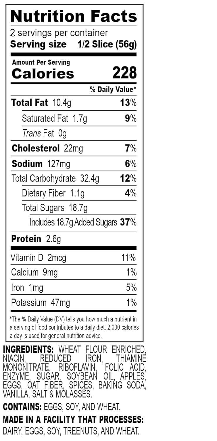 Nadel - NATURALLY DELICIOUS APPLE SPICE CAKE SLICES (12 Pack) Sweet Breads & Cakes, Back to School lunch snack, breakfast bar