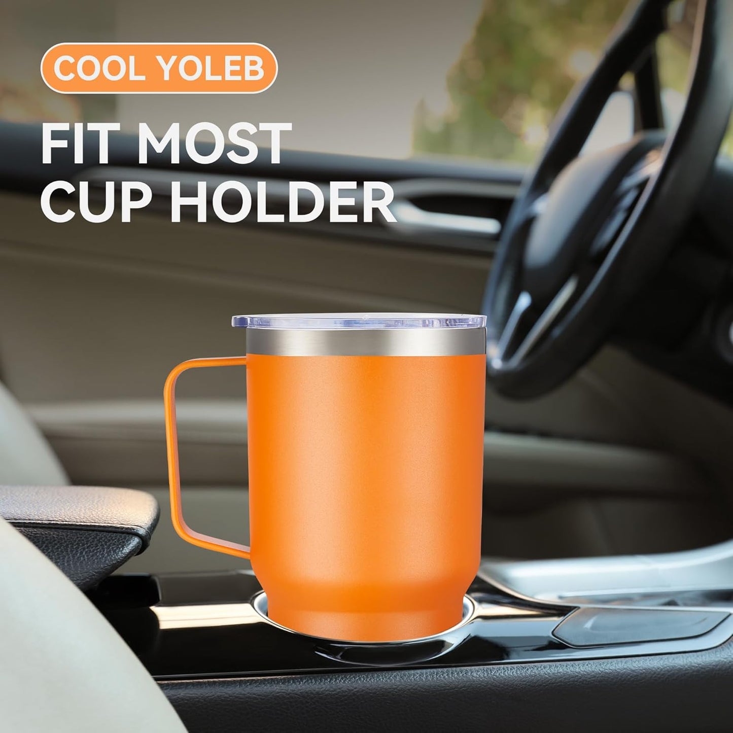 30 oz Tumbler with Handle and Lid, Stainless Steel Tumblers Bulk Double Wall Vacuum Insulated Travel Mug Leak Proof Cup Keep Drinks Cold and Hot Orange, 4 Pack