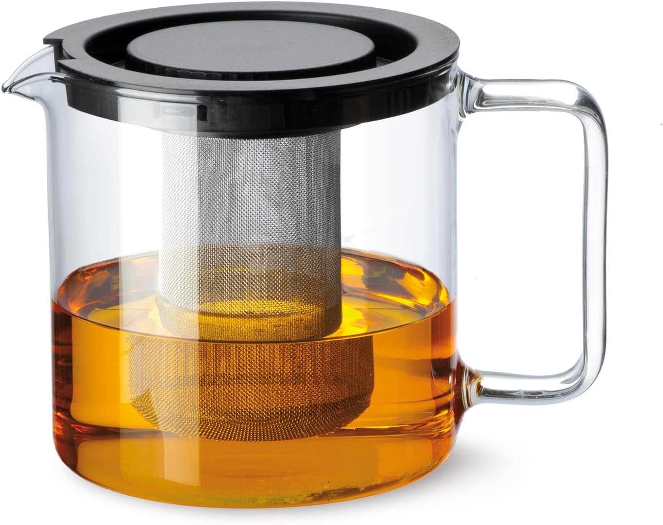 Simax Glassware 1 Quart Teapot with Metal Mesh Infuser | Plastic Lid, Microwave and Stovetop Safe, Heat, Cold, and Thermal Shock Resistant Borosilicate Glass, Makes a Stunning Presentation