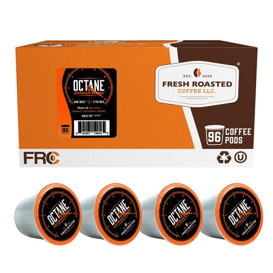 Fresh Roasted Coffee, Octane Italian Dark Roast, Artisan Blend, 96 Pods for K Cup Brewers