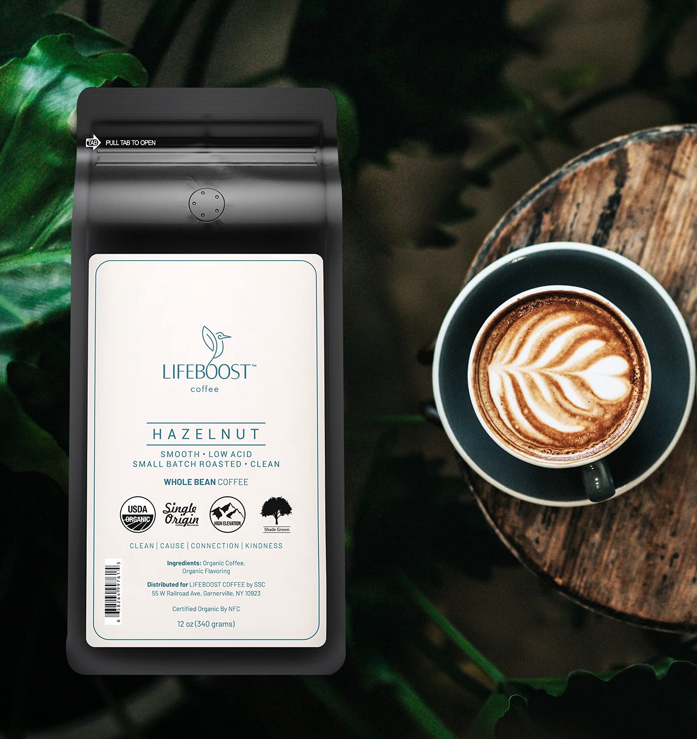 Lifeboost Hazelnut Whole Bean Coffee – Organic, Low Acid, Non-GMO Hazelnut Flavored Coffee – Single Origin, Mold-Free Mycotoxin Tested, 12 oz