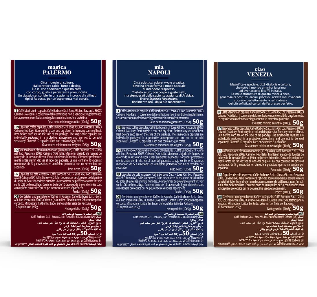 Caffè Borbone Aluminum Espresso Pods for Nespresso Coffee Machines, Intense, Smooth and Rich Italian Roast Coffee - Variety Pack - 100 Count (10 Packs of 10) - NOT compatible with Vertuo machines