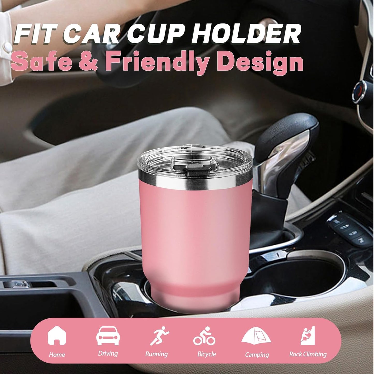 30 oz Tumbler with Lids and Straws, Stainless Steel Insulated Coffee Tumbler, Double Wall Vacuum Insulated Travel Mug Cup, Leakproof Thermal Coffee Cup for Hot and Cold Drinks (Light Pink)