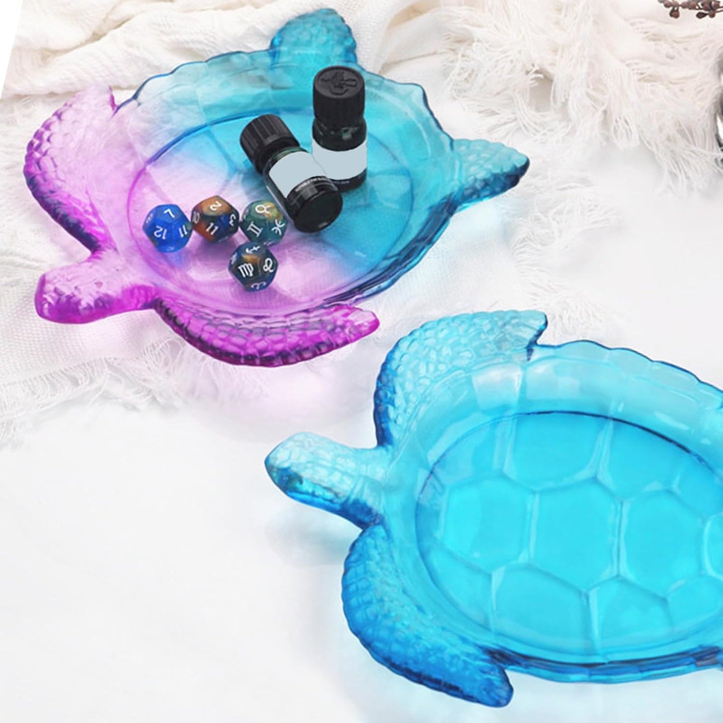 Wehous Texture Turtle Tray Resin Mold, Storage Tray Silicone Molds for Epoxy Resin, Creative Marine Animal Container Jewelry Holder Trinket Plate Mold Turtle Concrete Clay Craft Halloween Home Decor