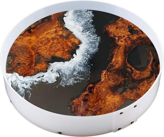 Resin Mold Large Round Deep -Kalinta 18inch Reusable Epoxy Round Molds for Resin Clock, Serving Tray Board, End Table，Floral Preservation Bouquet