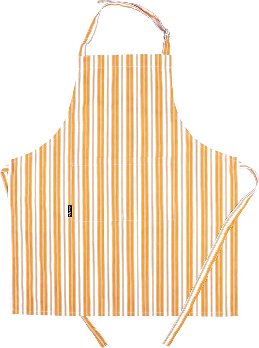AMOUR INFINI Cotton Aprons for Women with Pockets Adjustable Strap and Waist Ties Reusable Printed Aprons for Baking, Cooking, Gardening (27.5 x 33 Inches - Yellow)