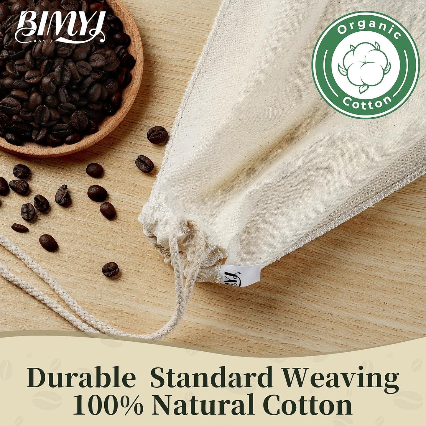 Reusable Cold Brew Bags & Cold Brew Coffee Bags Reusable - for Toddy Systems |11.8 inch Large 100% Natural Organic Cotton Cold Brew Filter Bags 2-Pack + 2 Bonus 304 Silver Spoons