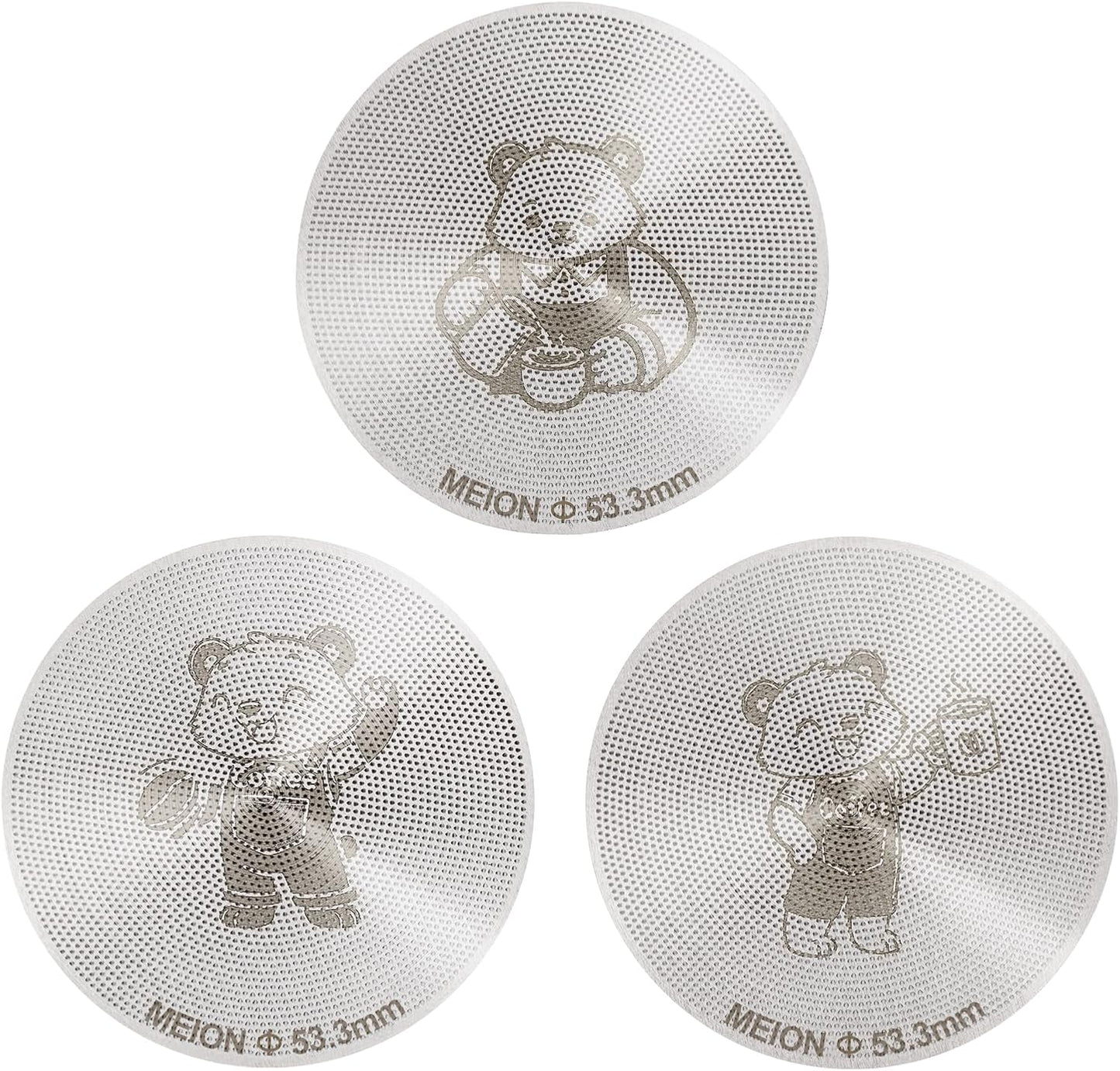 MEION 53.3mm Espresso Puck Screen-3 Pack 0.2mm Ultra Thin Espresso Puck, Stainless Steel Reusable Coffee Filter, Compatible with Espresso Machine 54mm Portafilter Basket