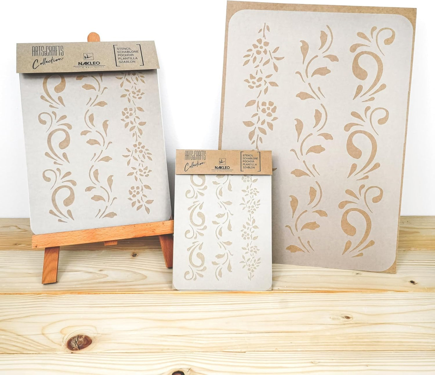 NAKLEO Painting Stencil for Crafts A4 8.3” x 11.8”, Border Flower Plant Pattern, Reusable Plastic DIY & Scrapbooking Drawing Template, Decoupage Art Home Decor, Wall Wood Fabric Furniture