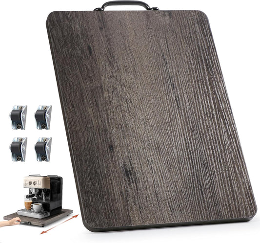 Appliance Slider, Sliding Tray for Coffee Maker, Coffee Pot Slider for Countertop, Kitchen Appliance Rolling Tray with Rubber Wheels,Large - Long, Deep Gray (12.5” x 16”)