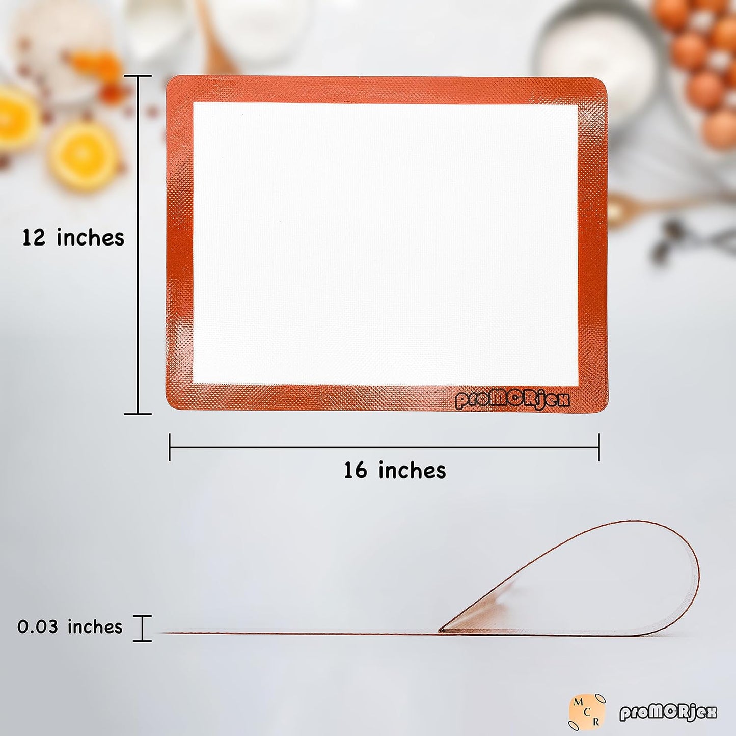 Silicone Baking Mats Half Sheet Non-Stick Cookie Sheet for Baking Silicon Baking Mat Set (12"x 16"Pack of 2)