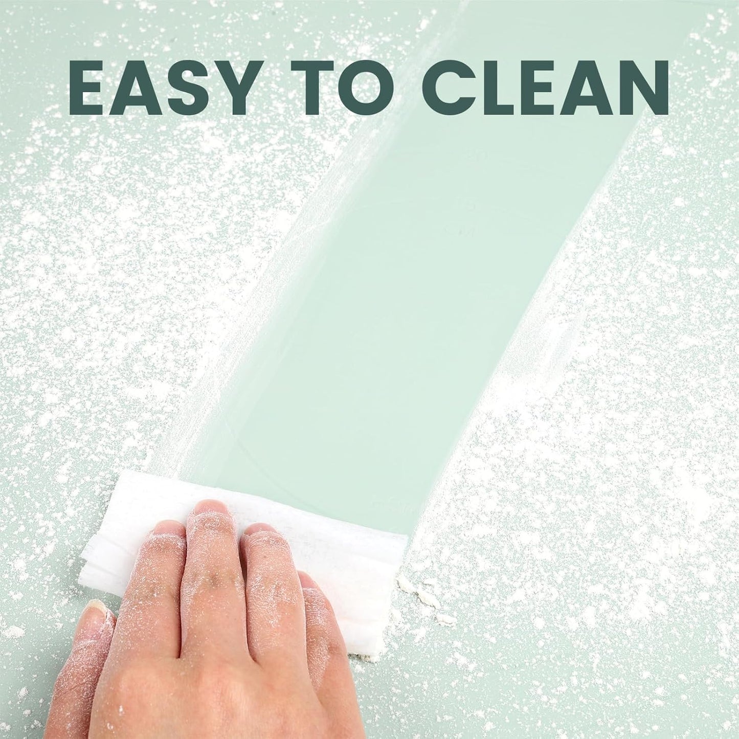 Silicone Baking Mat - Extra Thick Non-Stick Pastry Mat with Measurement Markings, 21"x15" Non-Slip Silicone Pad with Raised Edges (Light Green)