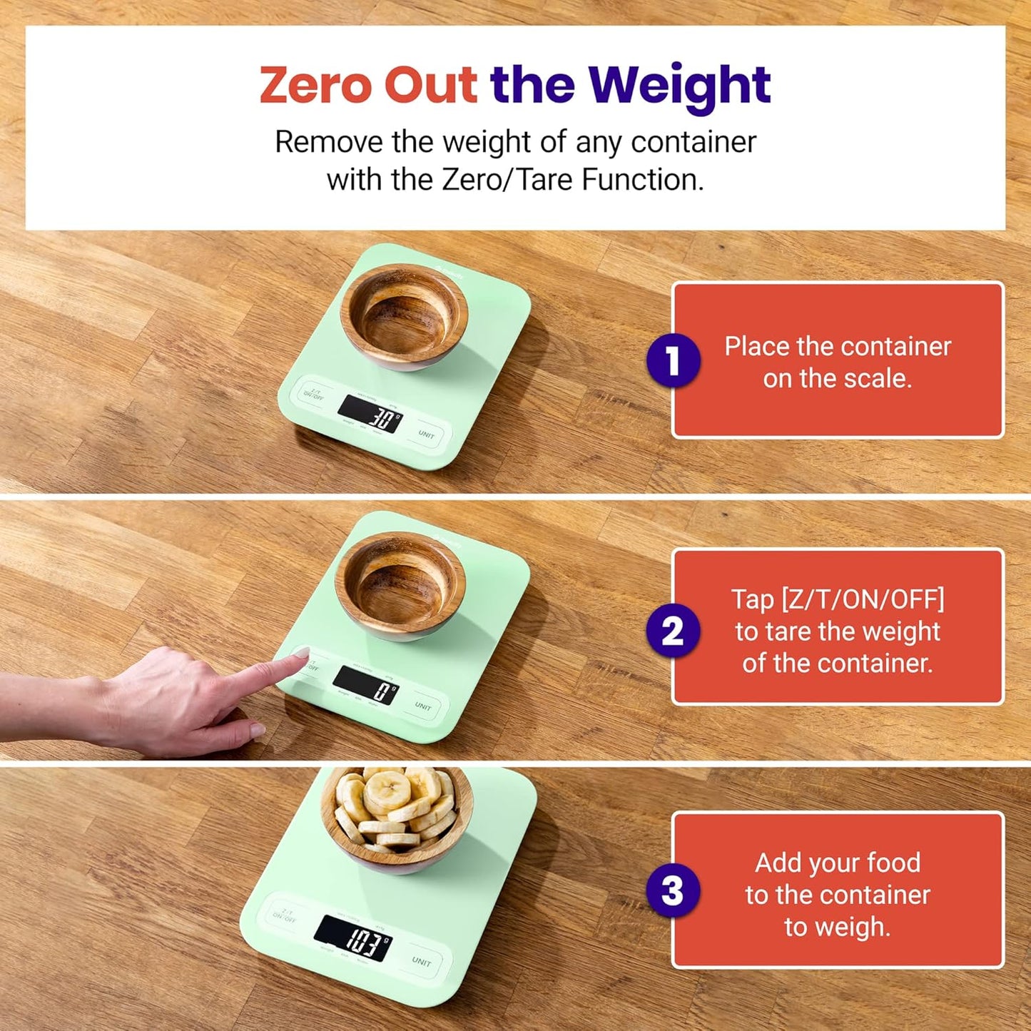 Etekcity Food Kitchen Scale, Digital Grams and Ounces for Weight Loss, Baking, Cooking, Keto and Meal Prep, Large, Green