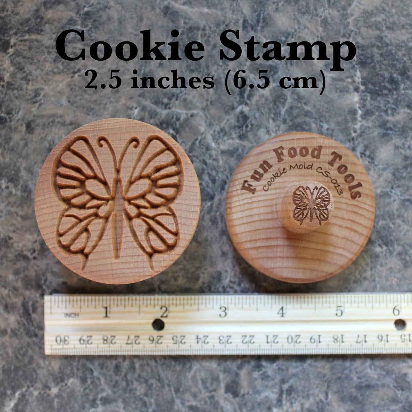 Wood Cookie Stamp, 2.5 Inch (Butterfly CS-013)