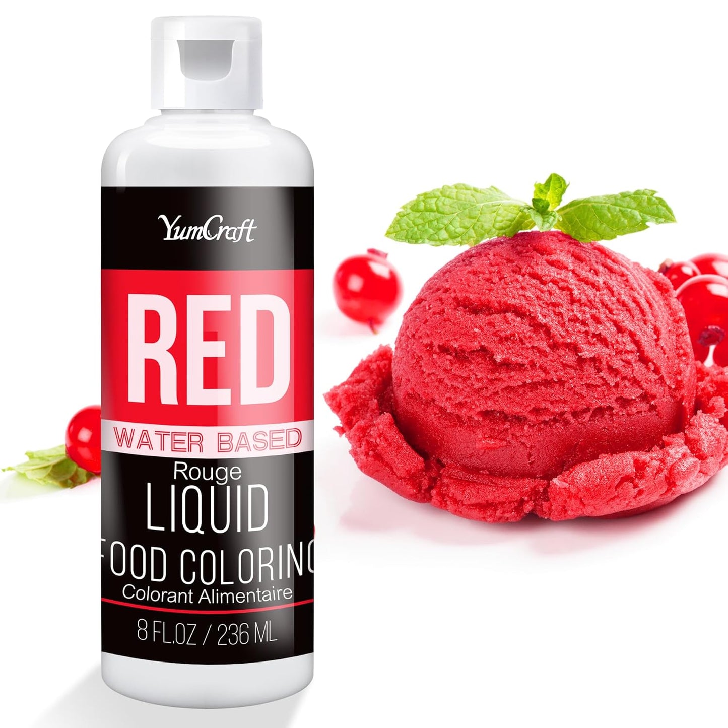 Food Coloring Liquid - Vibrant Color Food Coloring for Cake Decorating, Baking, Easter Egg, Icing - Tasteless Food Color Dye for Fondant, Cooking, Slime, Airbrush (Red, 8 Fl.oz)