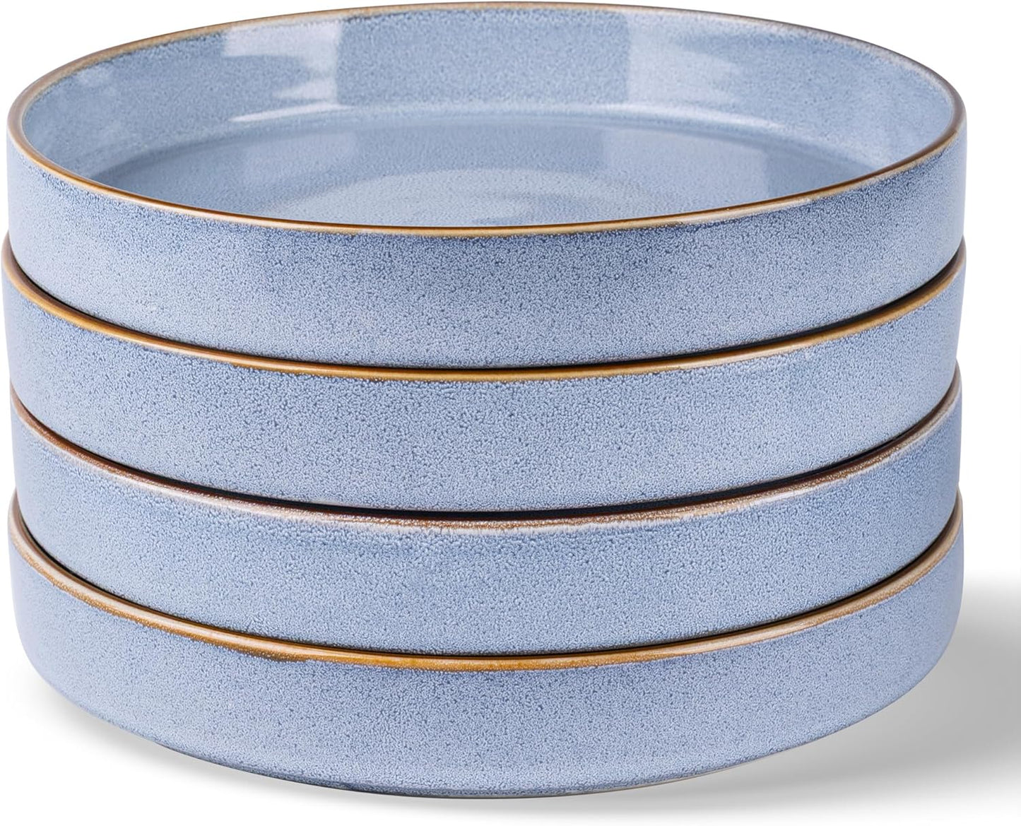 GBHOME 9'' Large Ceramic Pasta Bowls, 32oz Stoneware Pasta Serving Bowls Set of 4 for Kitchen, Wide Bowls for Fruit,Pasta,Salad,Oatmeal,Meal, Microwave Safe, Reactive Glaze-Brunnera Blue