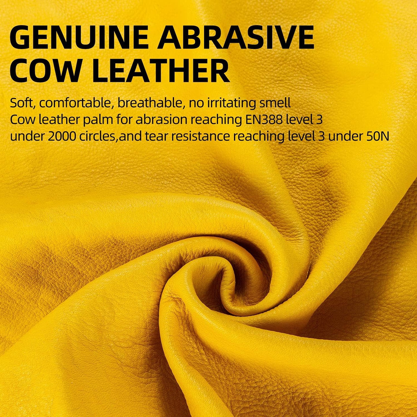 Vgo... 1-Pair Unlined Cow Grain Leather Work and Driver Gloves with Cow Split Leather Palm Patch (Size S, Gold,CA9590)