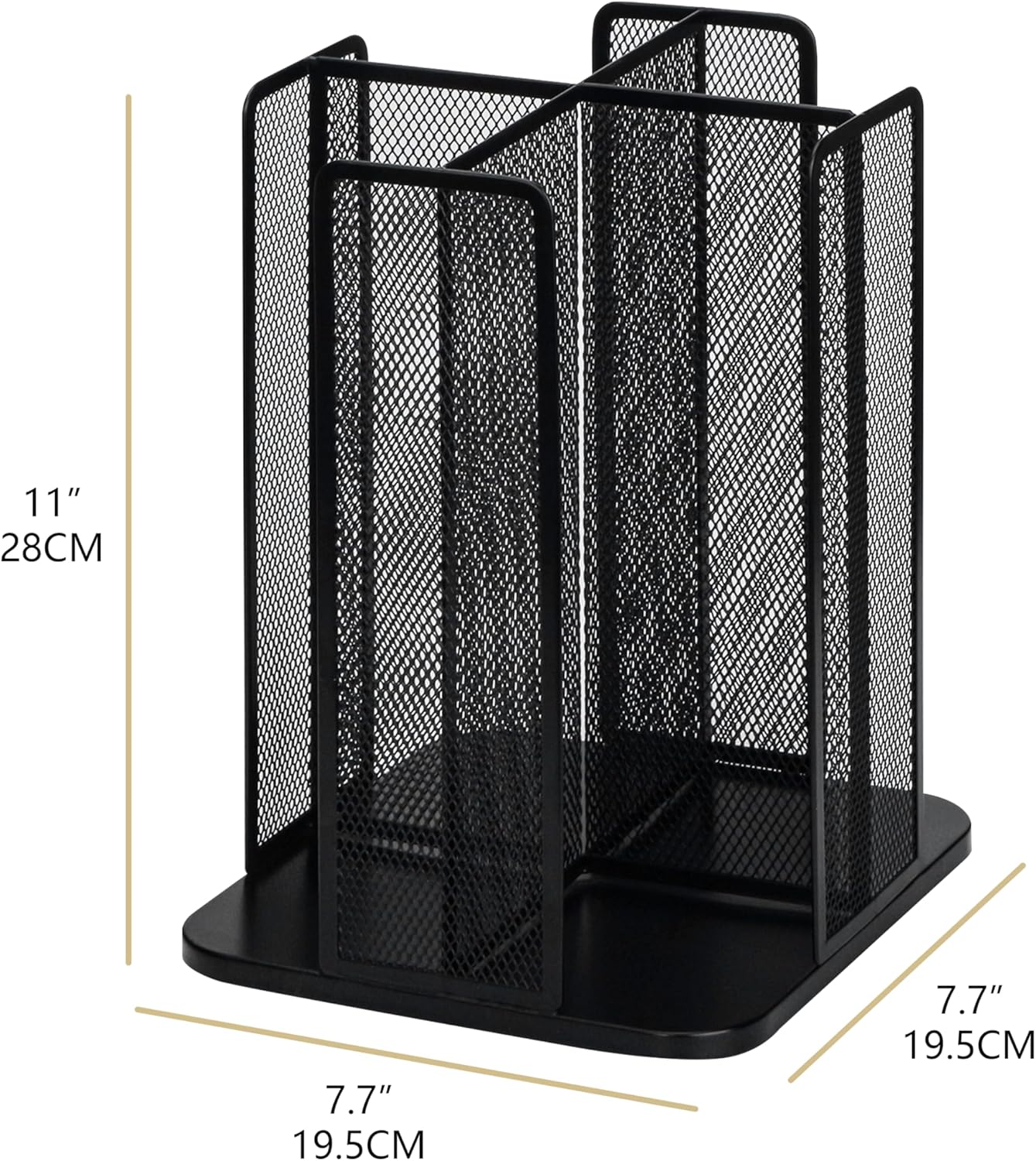 Annova Paper/Plastic Cup and Lid Holder Plastic Storage Organizer, 360°Rotating Coffee Mup Dispenser with 4 Compartments, Multifunctional Storage Rack for Home, Office, Bar, Coffee Shop (Black)