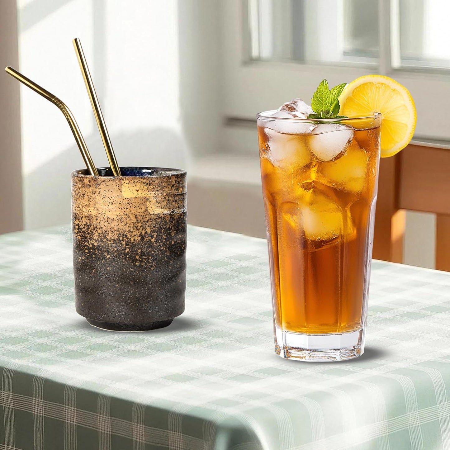 Ceramic Spoon Holder for Coffee Bar, Upright Tea Spoon Holder Cup, Coffee Stirrers Straws Stir Stick Holder, White