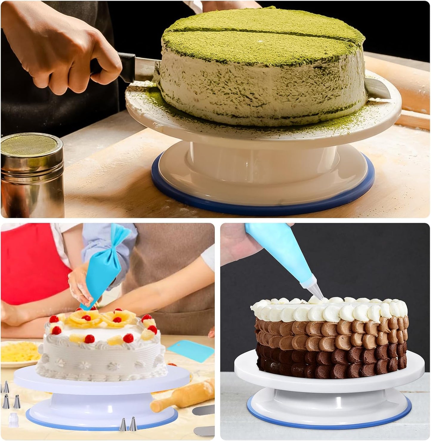 Uten 60PCs Cake Decorating Supplies Kit, Cake Decorating Stand Set with 11'' Cake Turntable, 48 Numbered Icing Piping Tips, 2 Spatulas, 3 Icing Comb Scraper, 1 Scissor, 1 Piping Bags, Baking Tools