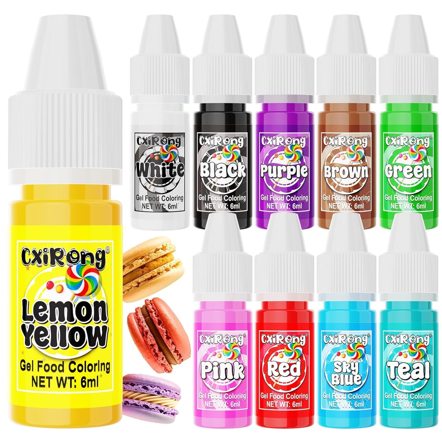 Gel Food Coloring - 10 Colors Concentrated Food Dye, Cake Decorating Supplies Tasteless Food Coloring Gel for Baking, Fondant, Cookie, Cake, Icing, Macaron, Easter Egg - 0.25 Fl. Oz