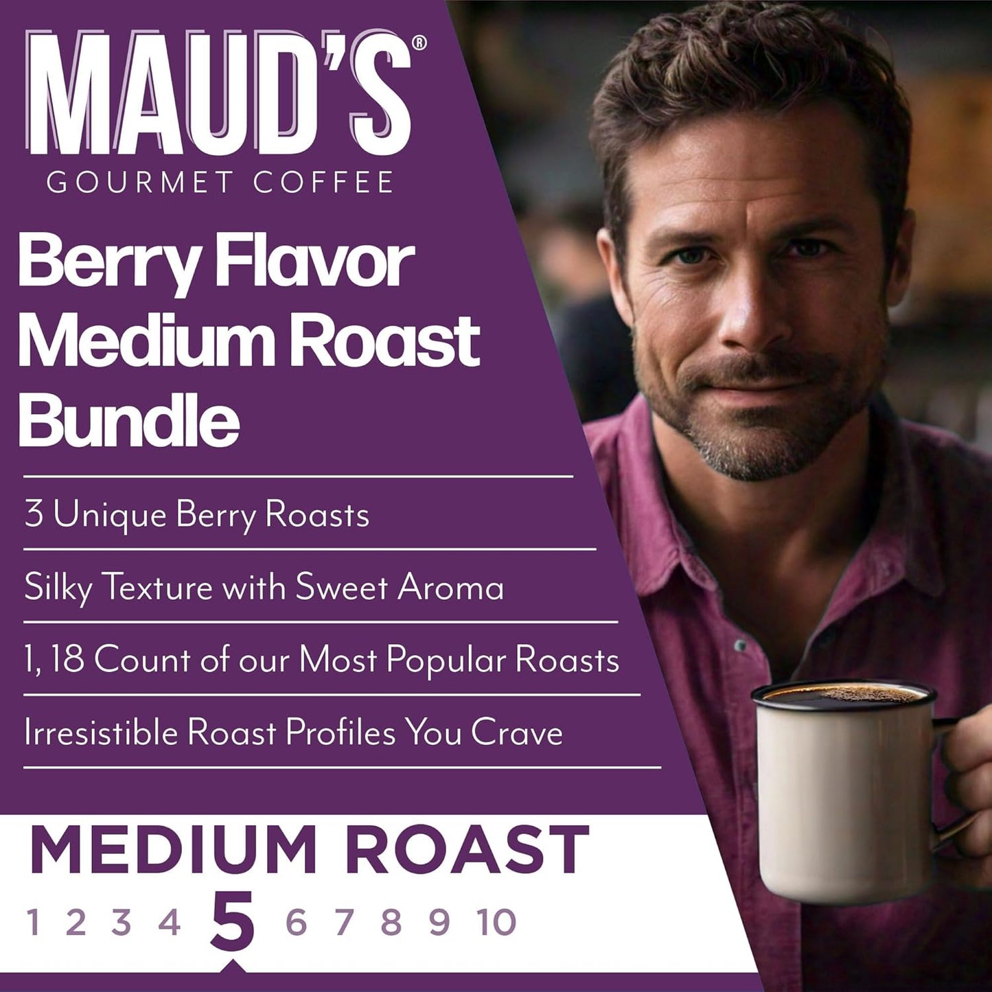 Maud's Blueberry, Cherry & Raspberry Chocolate Flavored Pods Bundle, 54 ct, Medium Roast Flavored Coffee in Recyclable Single Serve Pods – 100% Arabica Coffee, Compatible with Keurig K Cups Maker