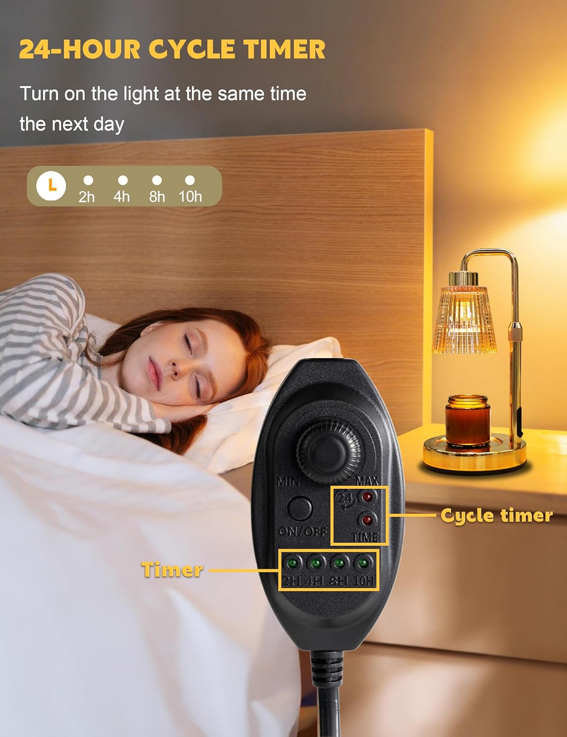 Candle Warmer Lamp with Timer Dimmable, Birthday Gifts for Women Mom, House Warming Gifts New Home Decor, Wax Melt Warmer for Jar Candles with 2 Bulbs