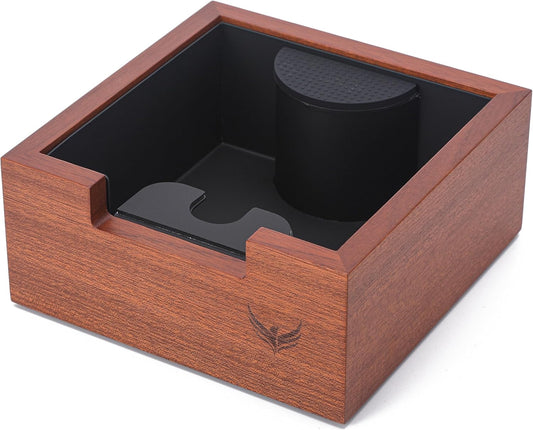Rosewood Espresso Knock Box – Coffee Puck Bin with Shock-Absorbing Bar & Non-Slip Base | Premium Coffee Grounds Container for Espresso Stations & Home Barista Setups