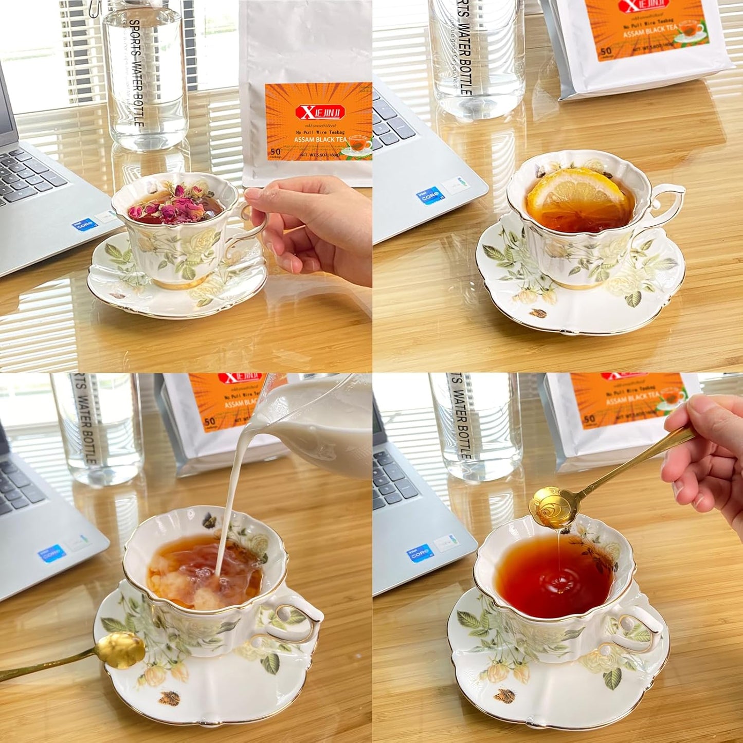 XIEJINJI Premium Assam Black Tea - Eco-Conscious Black Tea Bags - Resealable Bag - 3.2g x 50 Count - English Breakfast Tea - Repeated Brewing