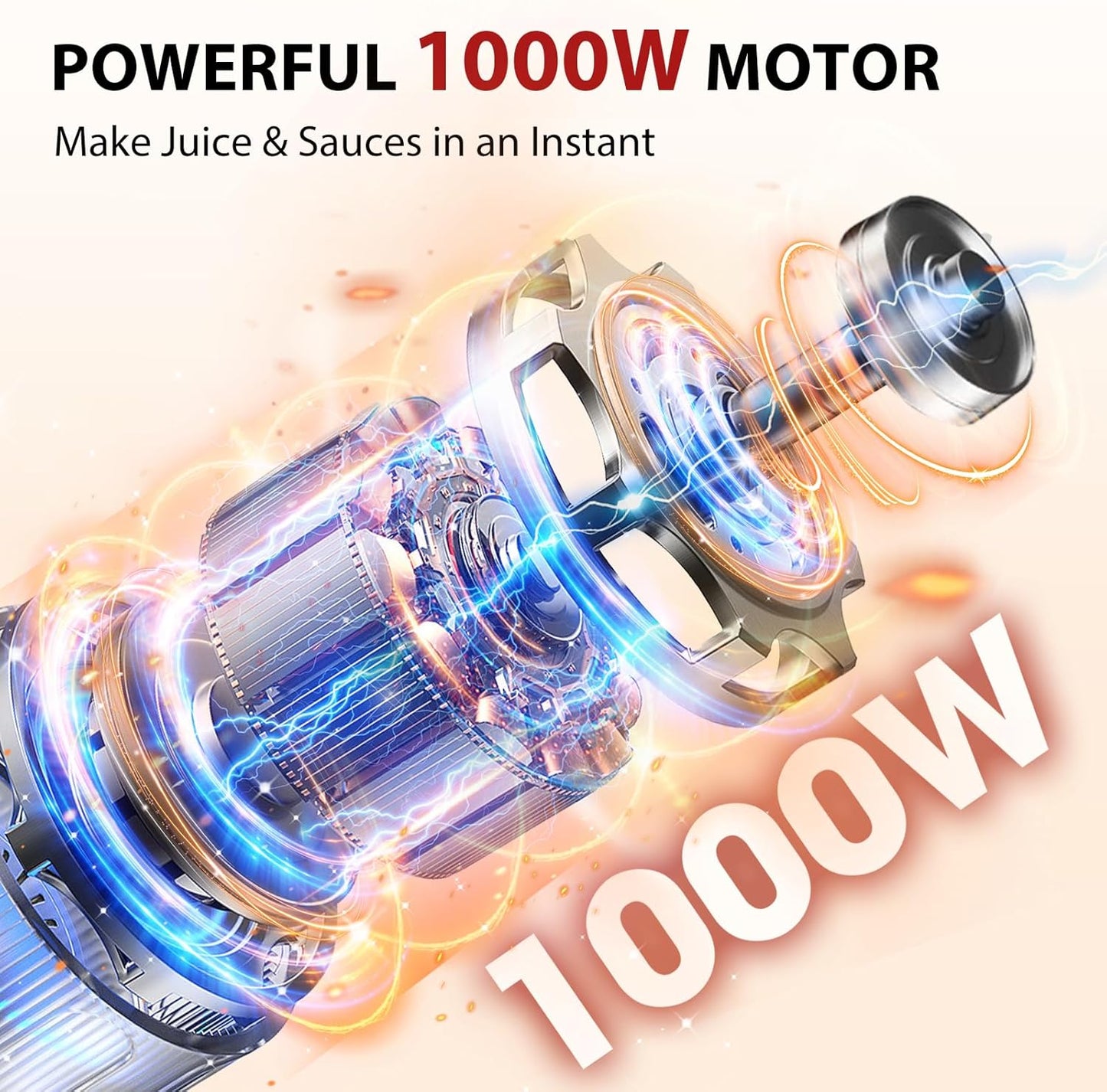 KOIOS Immersion Blender, 1000W Anti-scratch 3-in-1 Hand Blender, Upgraded 12 Speed Stainless Steel Blade Stick Blender with Turbo Mode, Whisk and Milk Frother, Non-BPA, Red