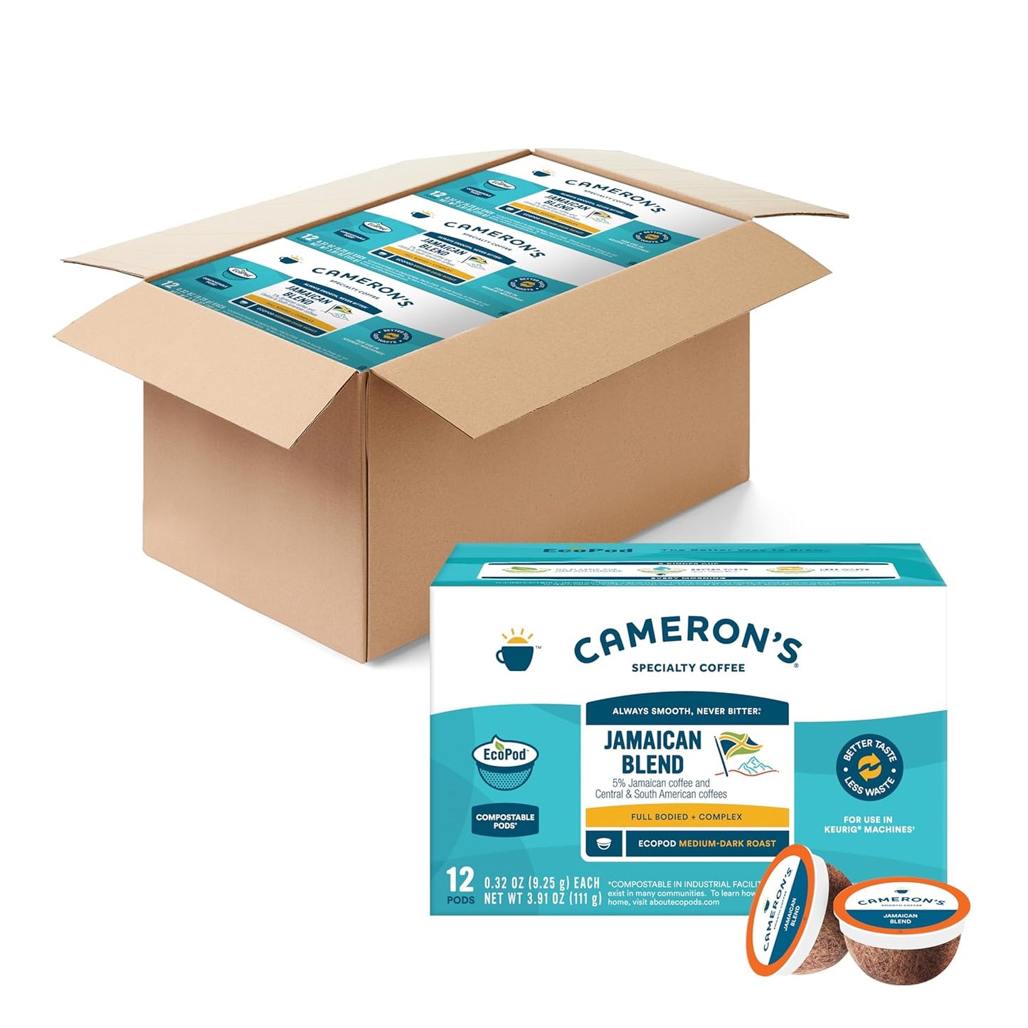 Cameron's Coffee Single Serve Pods, Jamaican Blend, 12 Count (Pack of 6)