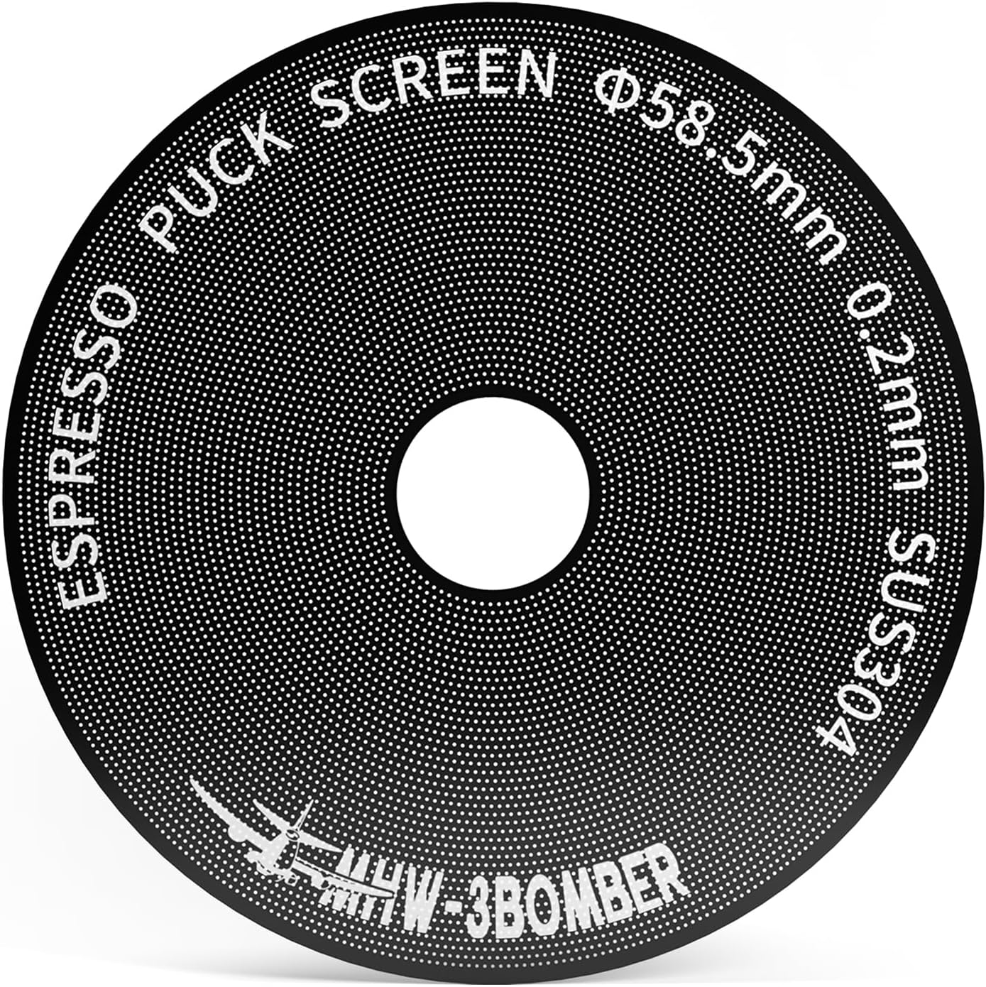 MHW-3BOMBER 58mm Espresso Puck Screen - 0.2mm Ultra Thin Espresso Puck with Round Hole - 58.5mm Hole Metal Reusable Coffee Filter for La Marzocco/Gaggia Titanium Coating FG5643-OS