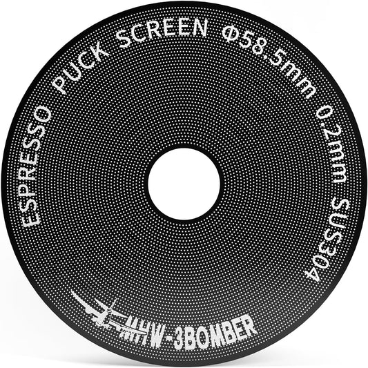 MHW-3BOMBER 58mm Espresso Puck Screen - 0.2mm Ultra Thin Espresso Puck with Round Hole - 58.5mm Hole Metal Reusable Coffee Filter for La Marzocco/Gaggia Titanium Coating FG5643-OS