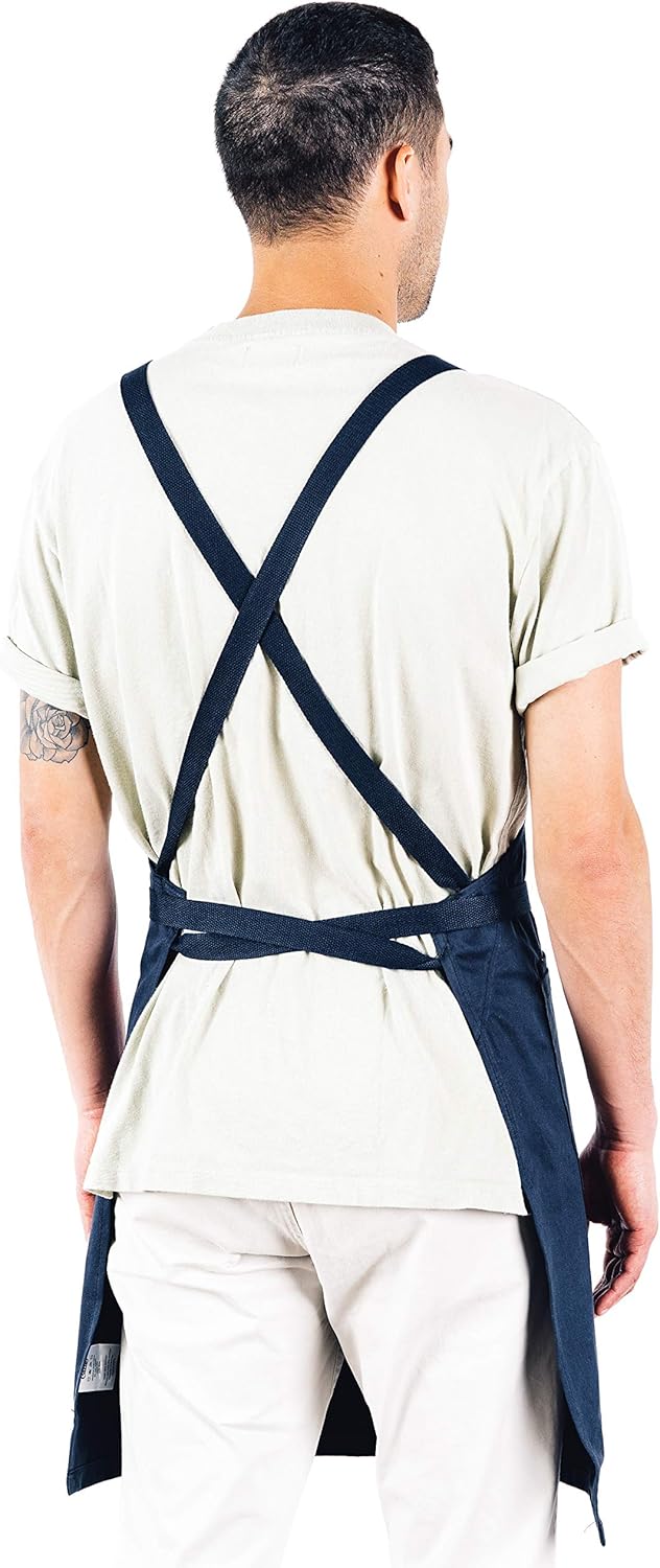 Caldo Crossback Kitchen Apron for Cooking (Navy)