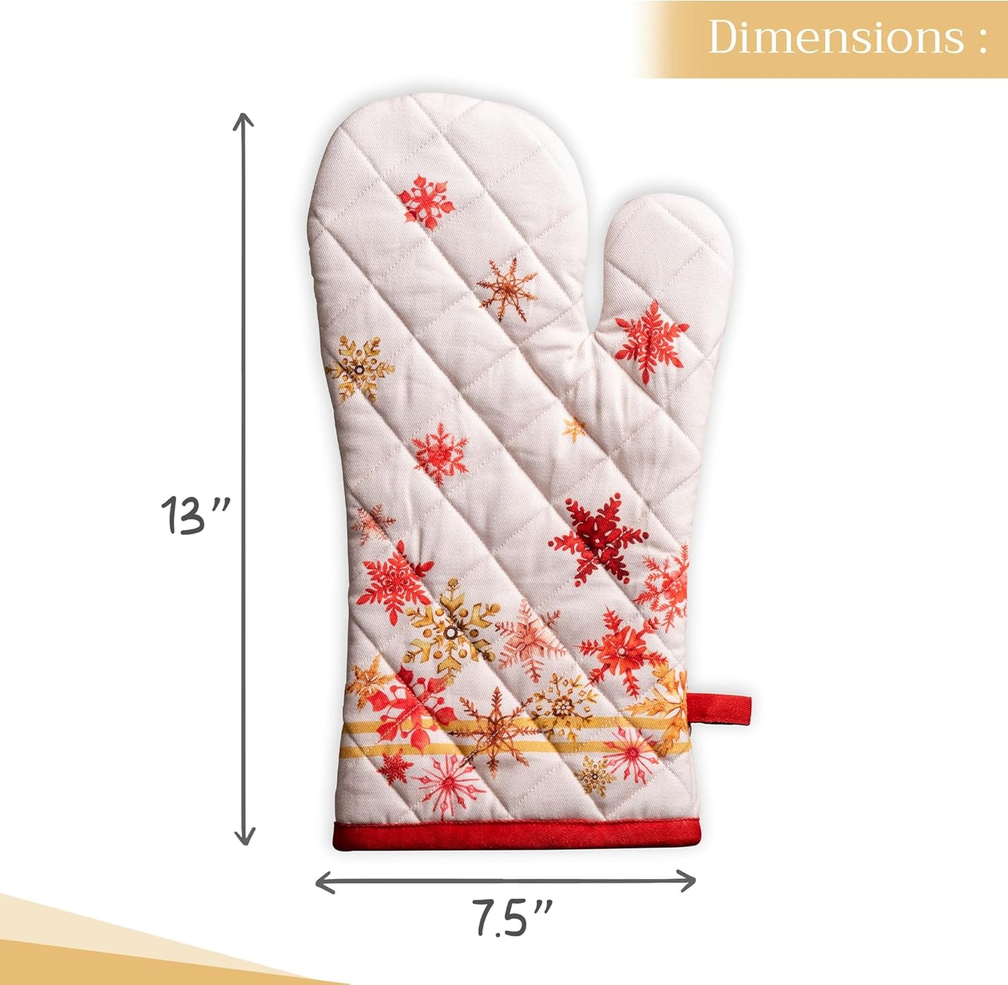 Maison d' Hermine Oven Gloves 100% Cotton Oven Mitt 7" x 13" with Loop Heat Resistant, BBQ, Cooking Gloves, Baking, Grilling, Kitchen, Handling Hot Pans (Pack of 1, Crystal Star)